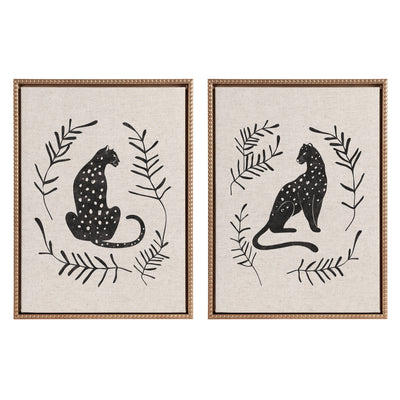 Sylvie Beaded Jungle Black and Jungle Black 2 Neutral Linen Bright Framed Canvas Art Set by Alexander Ginzburg