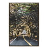 Sylvie Road Tripping framed canvas art showing a stylized countryside road trip scene by Patricia Hasz
