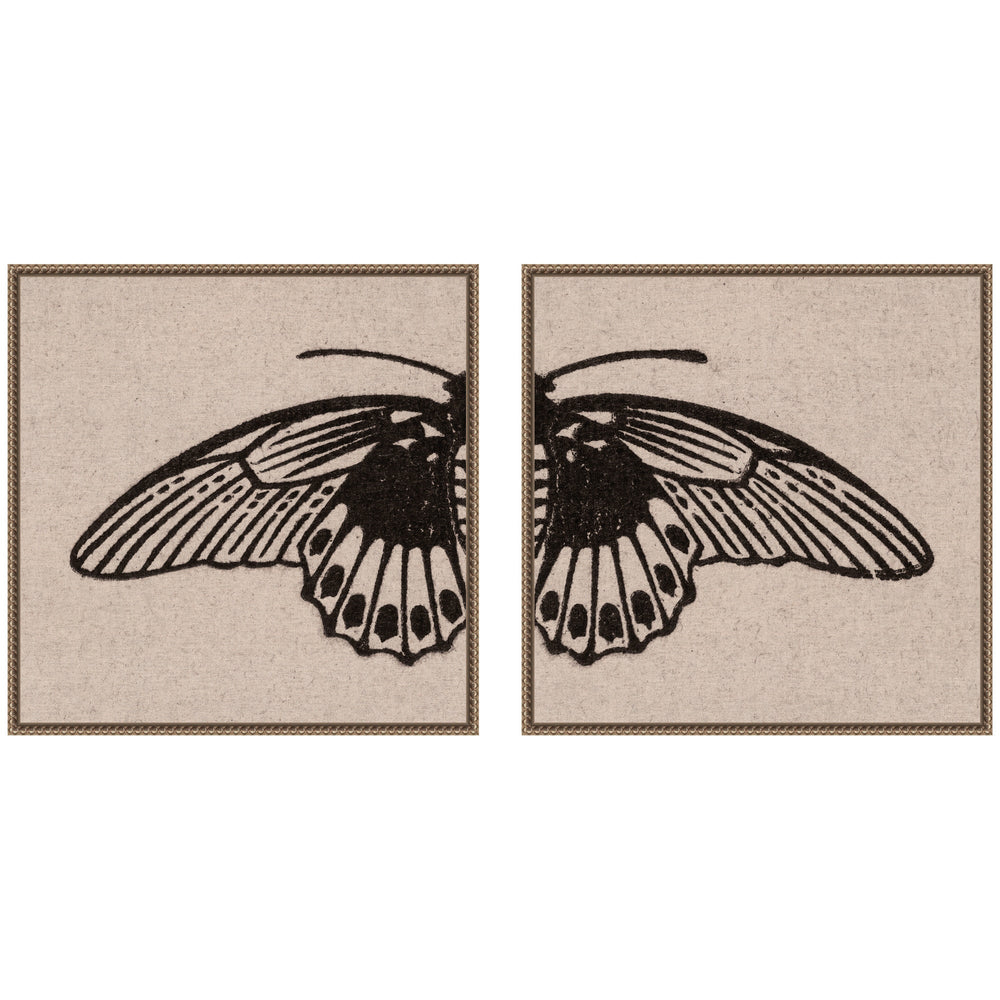 Vlinder 1901 Julie de Graag No.
1 & No.
2 2 Piece framed canvas wall art set in Sylvie Beaded dark gold frames hung side by side