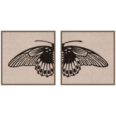 Vlinder 1901 Julie de Graag No.
1 & No.
2 2 Piece framed canvas wall art set in Sylvie Beaded dark gold frames hung side by side