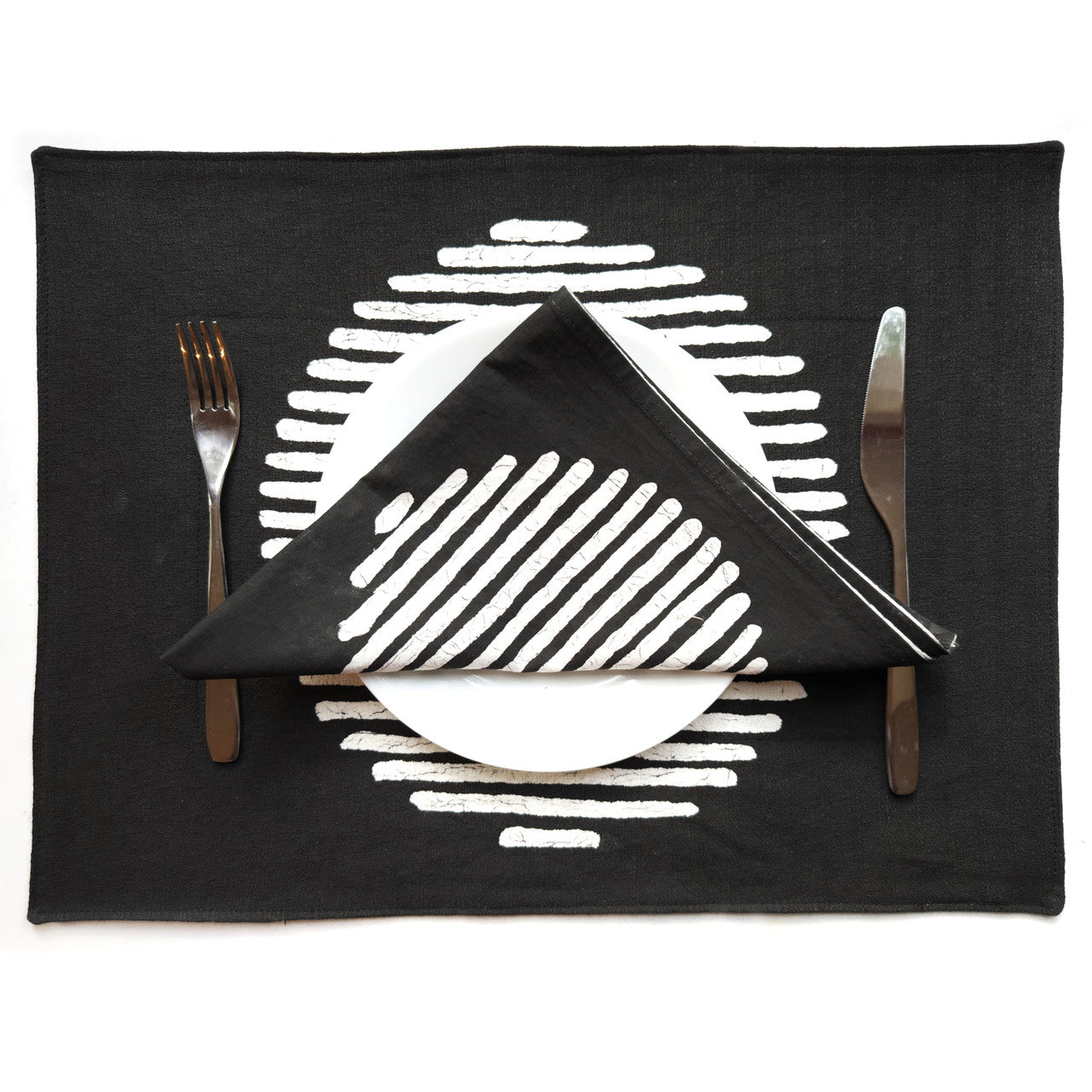 Mwedzi Black Placemats - Set of 2 by Mbare Ltd - main product image for Resin Society