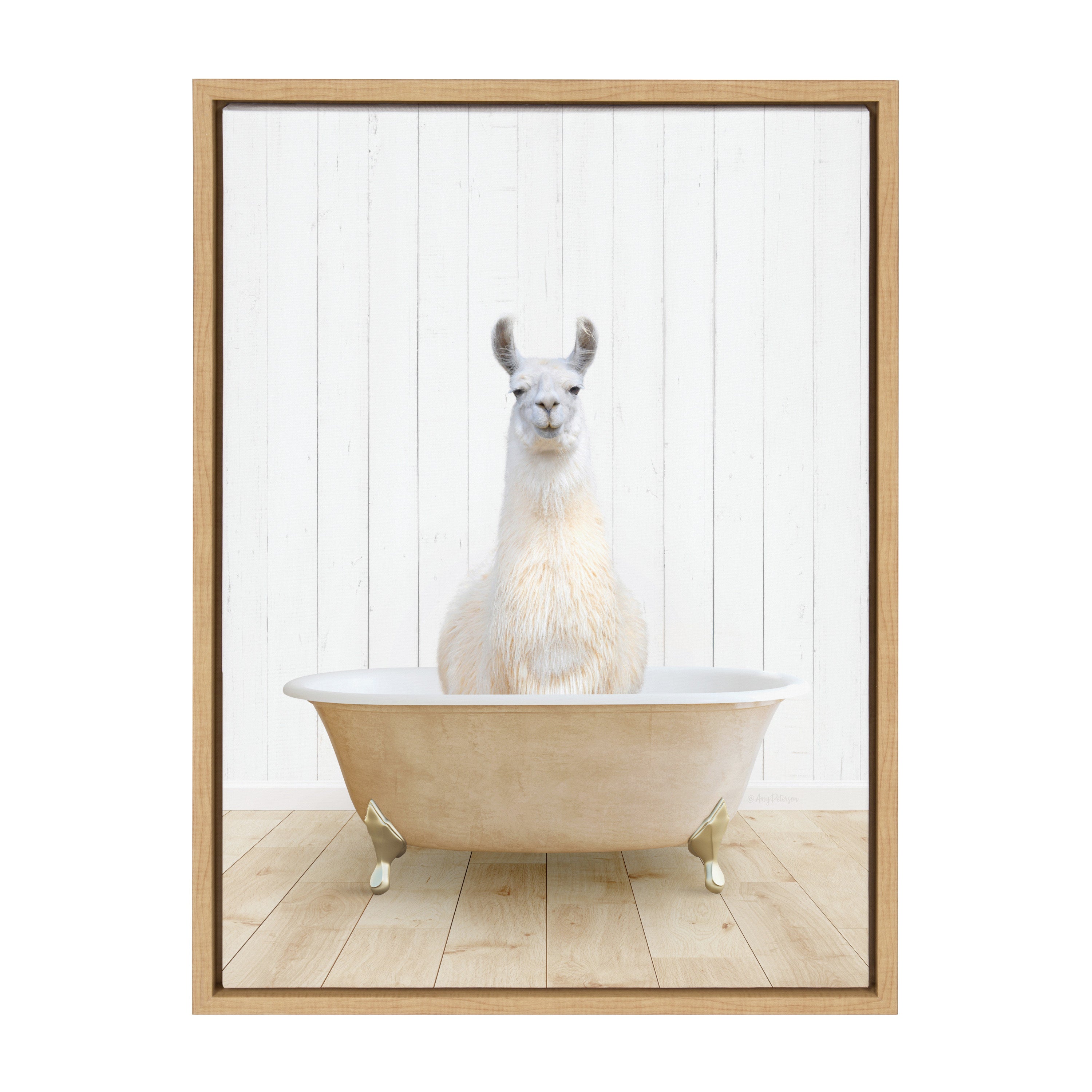Sylvie Llama Farmhouse Bath Framed Canvas by kateandlaurel - product image 8 for Resin Society