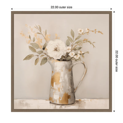 Sylvie Pitcher with Flowers Boho Country 1 Framed Canvas by The Creative Bunch Studio