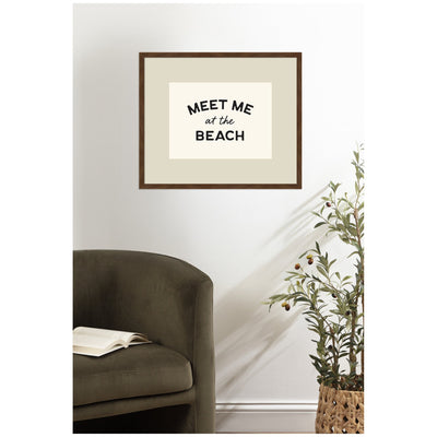 Meet Me at the Beach Coastal Typography Beach House Welcome by Lucky Guava Framed Wall Art Print