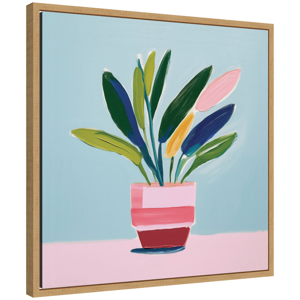 Sylvie Playful Potted Plant Still Life abstract artwork framed on gallery-wrapped canvas