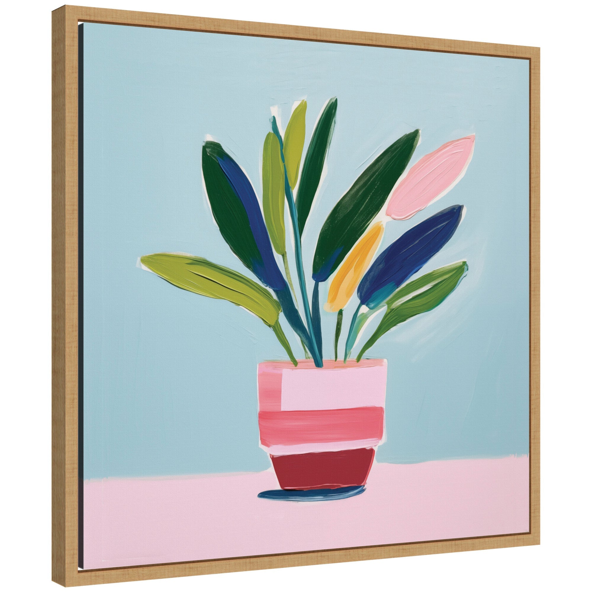 Sylvie Playful Potted Plant Still Life abstract artwork framed on gallery-wrapped canvas