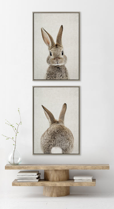Sylvie Bunny Portrait and Bunny Tail Framed Canvas Art Set by Amy Peterson Art Studio
