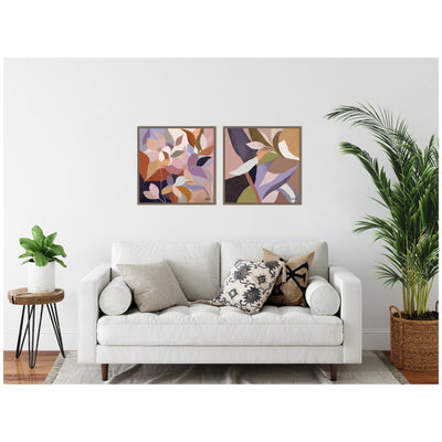 Sylvie Azure Leaves and Stems Framed Canvas Art Set by Inkheart Designs
