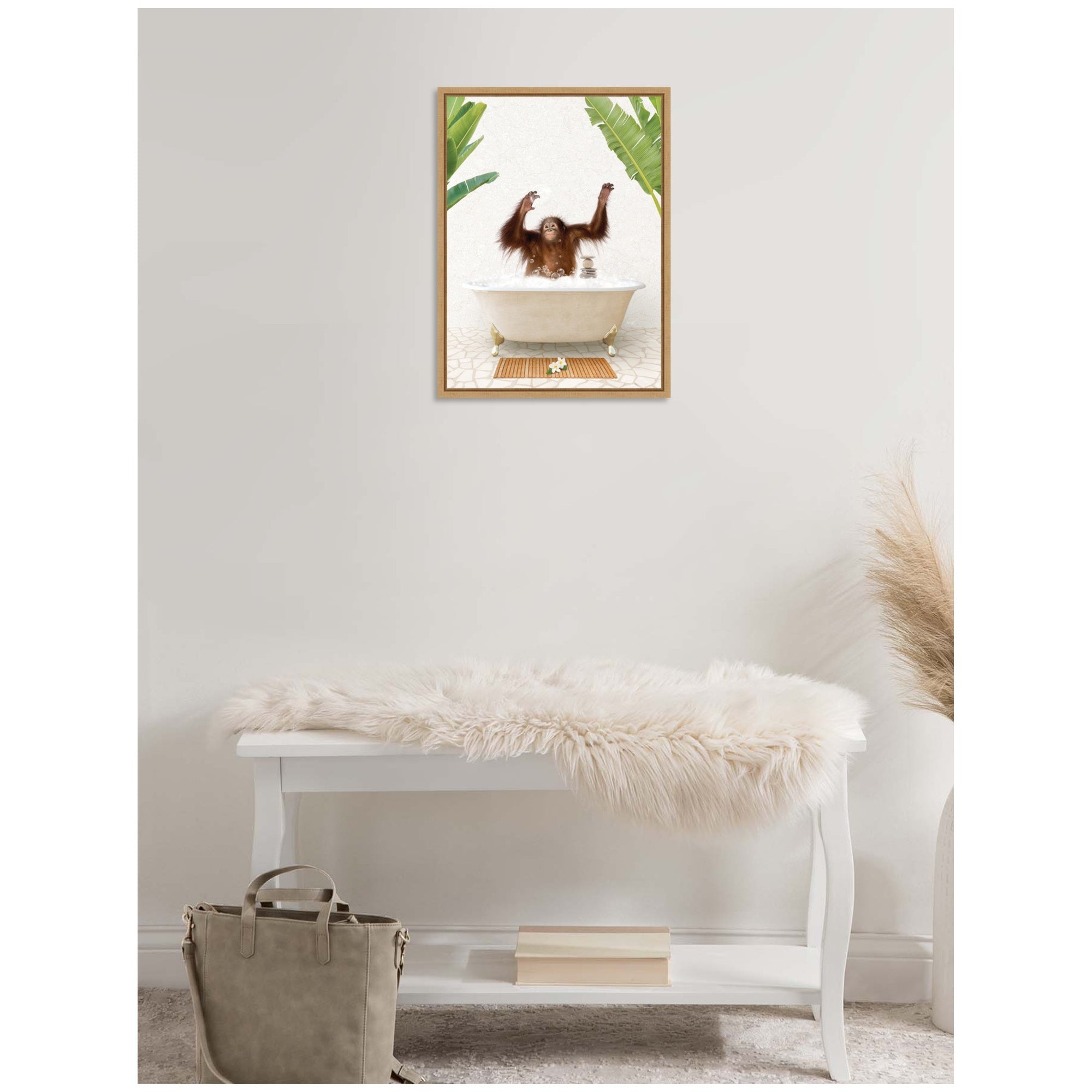 Sylvie Orangutan in Bali Bathtub Framed Canvas by Amy Peterson
