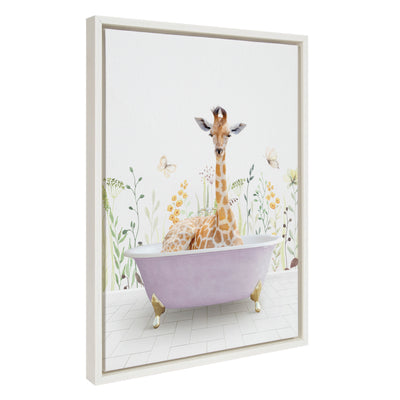 Sylvie Giraffe In Spring Bath Framed Canvas by kateandlaurel - product image 7 for Resin Society
