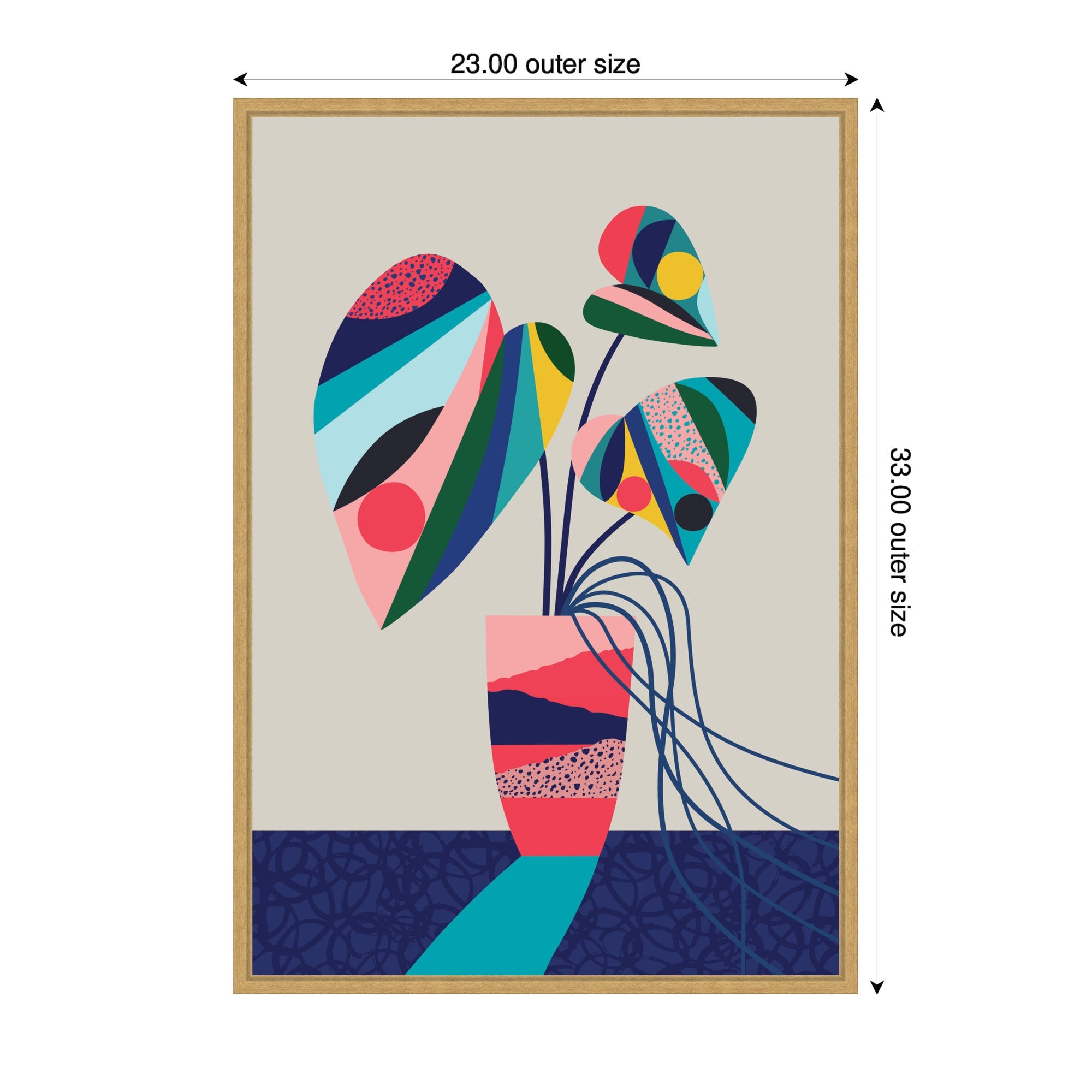 Sylvie MCM Blue and Pink Monstera Framed Canvas by Rachel Lee