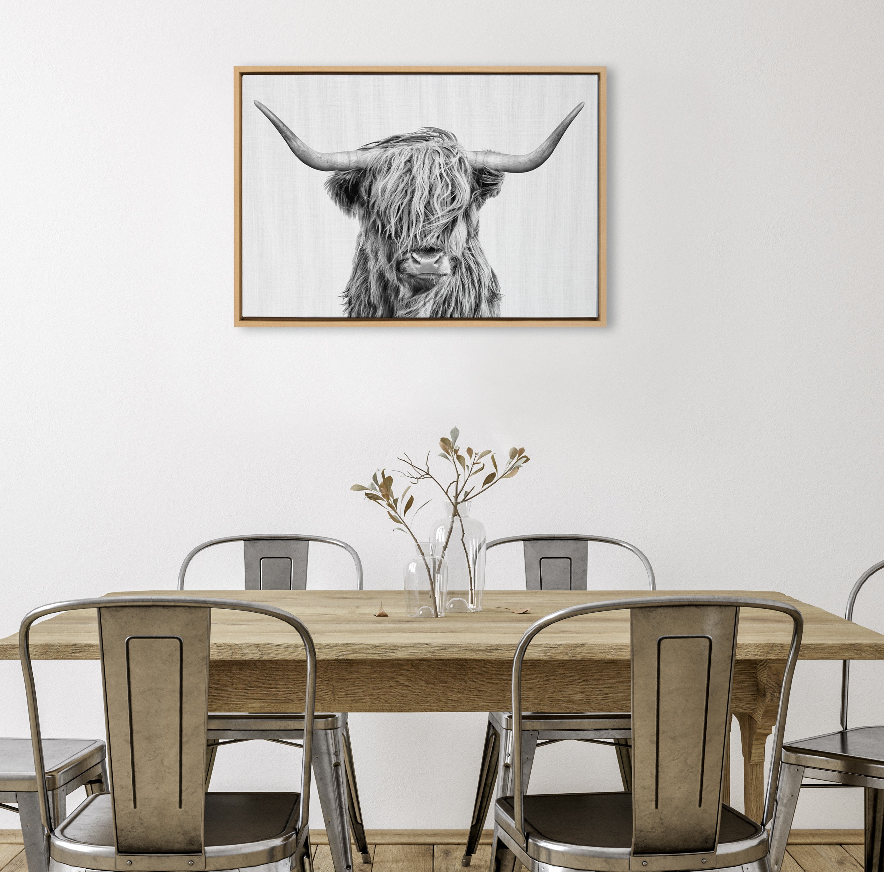 Sylvie Highland Cow 2 Framed Canvas by kateandlaurel - product image 4 for Resin Society