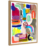 Sylvie Abstract 12 modern abstract framed canvas art hung on a white wall