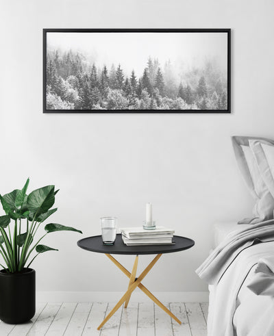 Sylvie Forest On A Foggy Day BW Framed Canvas