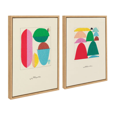 Sylvie On The Other Hand and Repeat For A New Outcome framed canvas art set by Amber Vittoria showing two colorful abstract female portraits