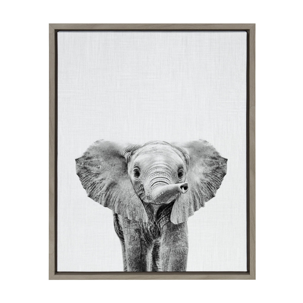 Sylvie Baby Elephant Framed Canvas by Simon Te by kateandlaurel - main product image for Resin Society