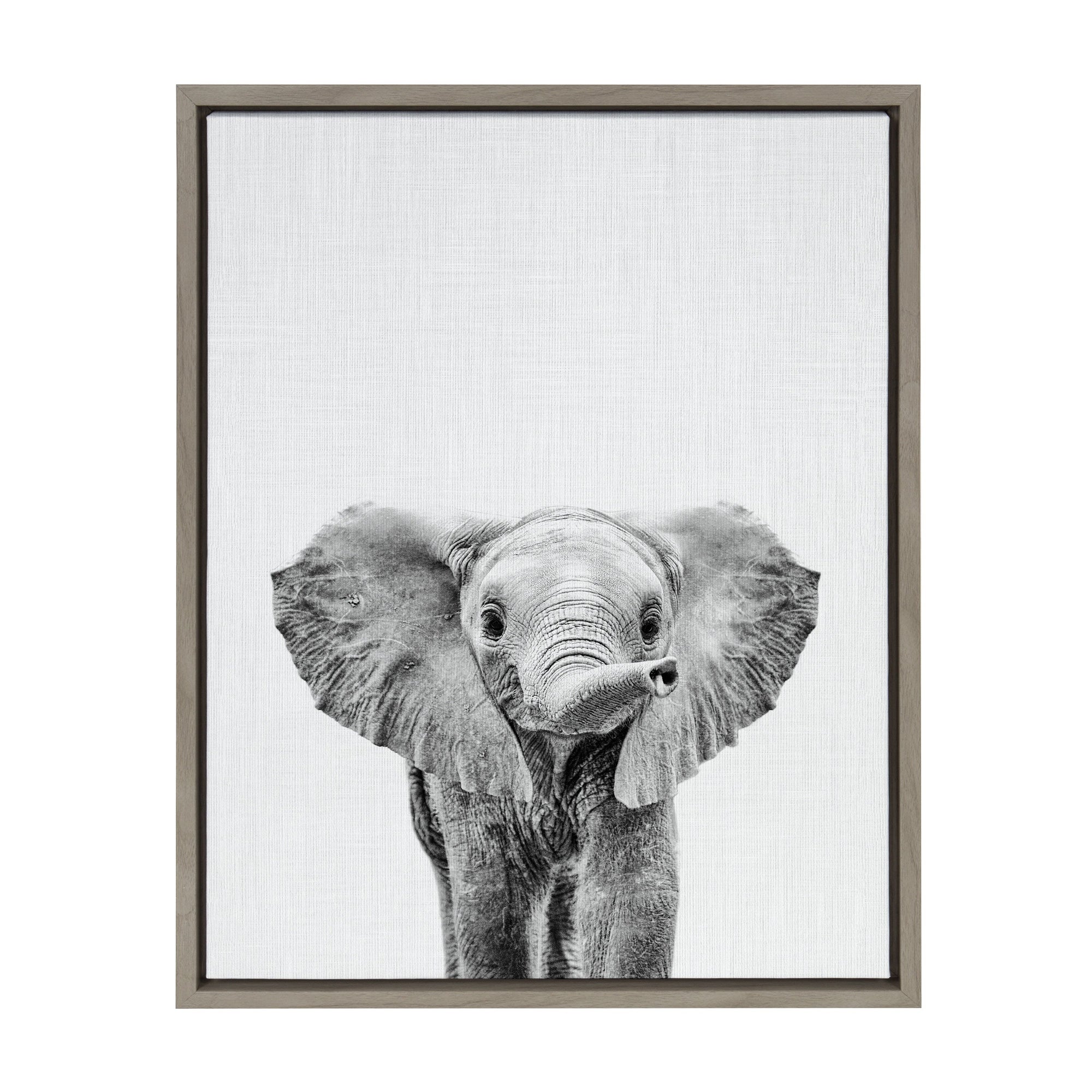Sylvie Baby Elephant Framed Canvas by Simon Te by kateandlaurel - main product image for Resin Society