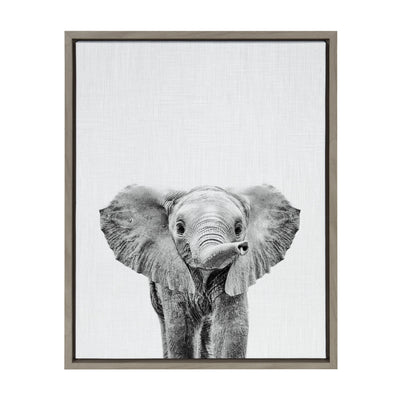 Sylvie Baby Elephant Framed Canvas by Simon Te by kateandlaurel - main product image for Resin Society