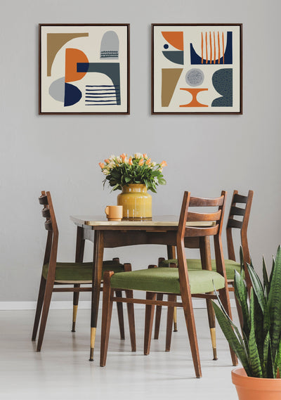Sylvie Abstract Mid Century Framed Canvas