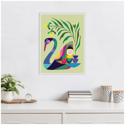 Sylvie Swan Vase Framed Canvas by Rachel Lee