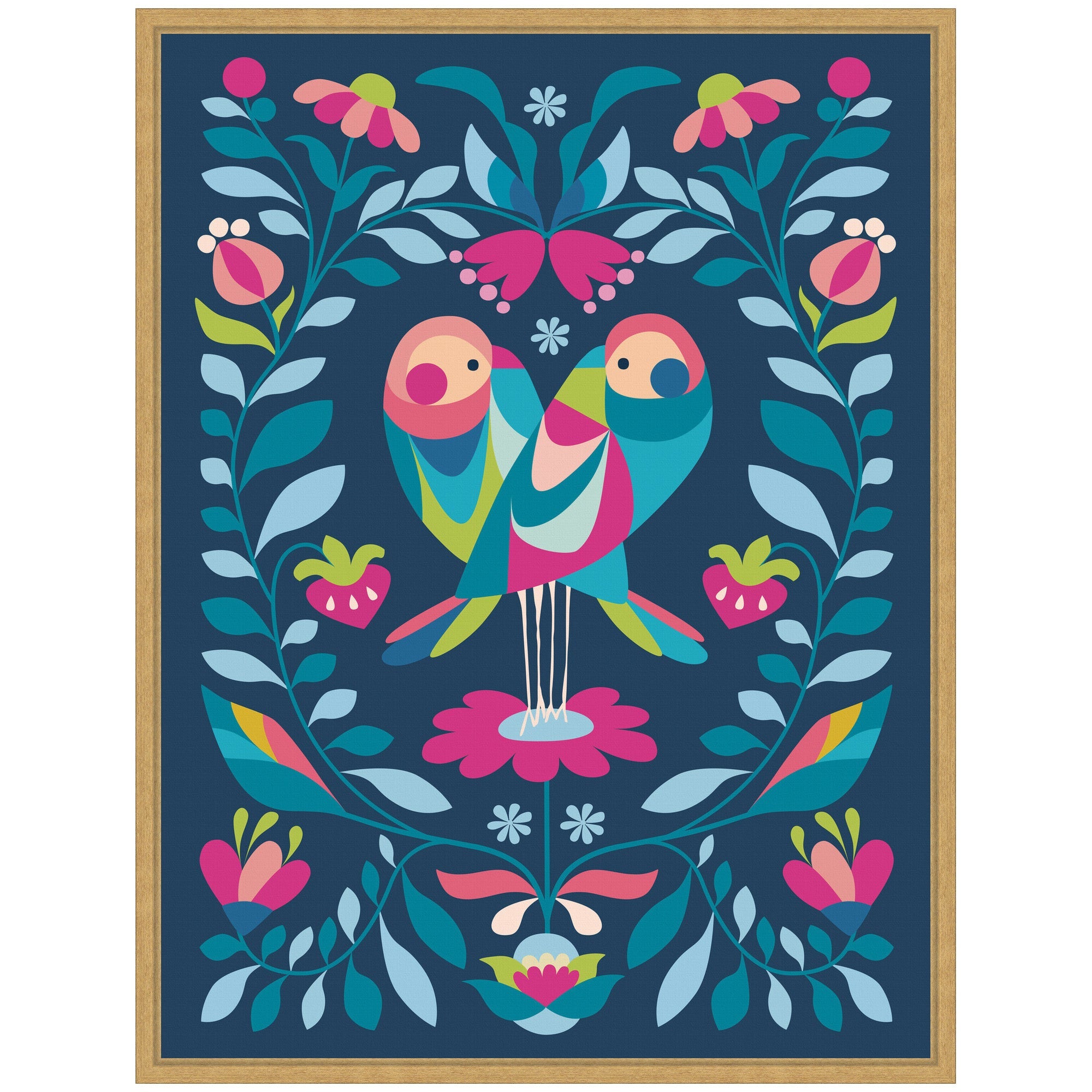 Sylvie Love Birds Framed Canvas by Rachel Lee