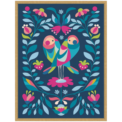 Sylvie Love Birds Framed Canvas by Rachel Lee