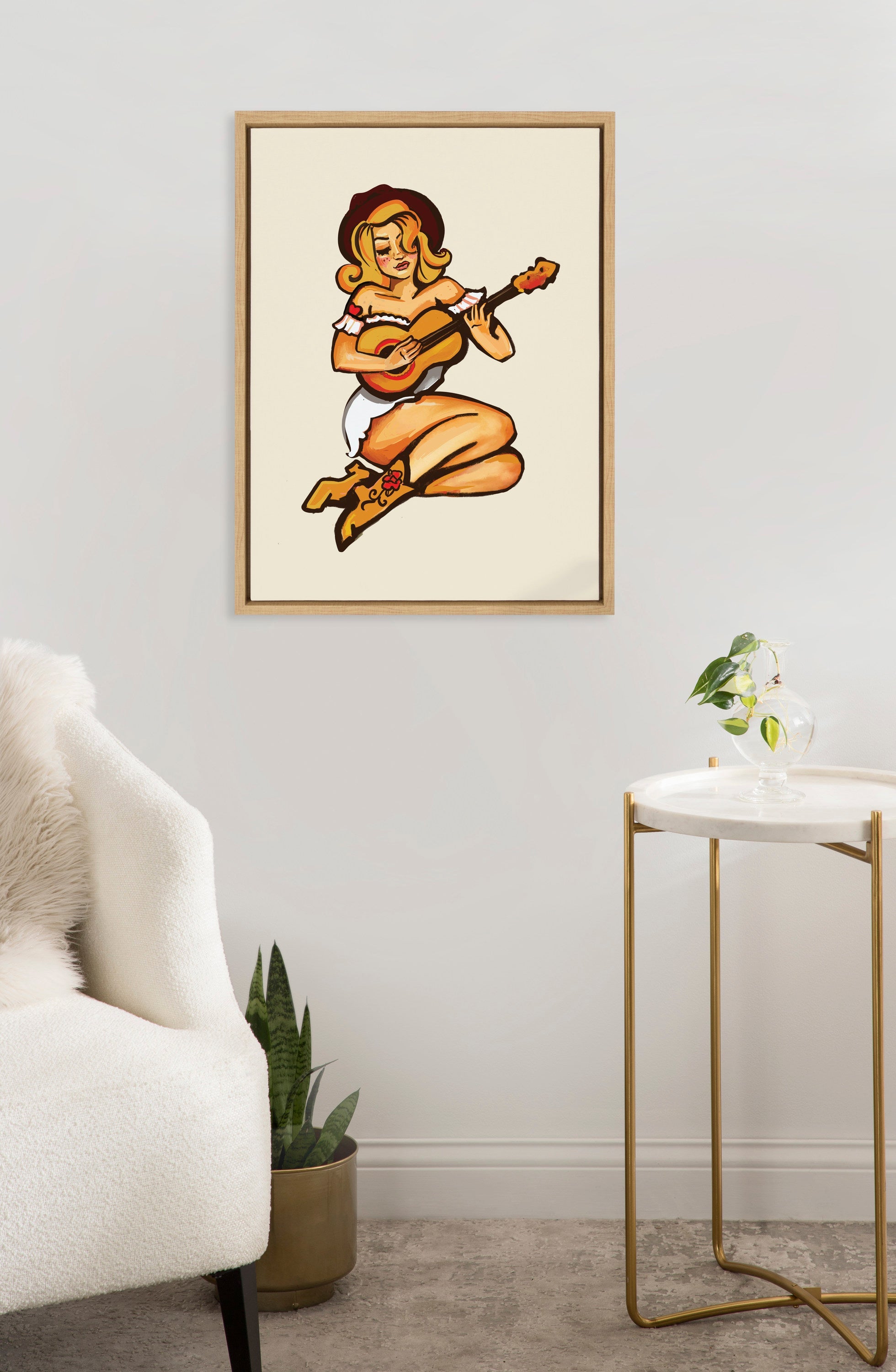 Sylvie Smokey Eyes Cowgirl Framed Canvas by The Whiskey Ginger