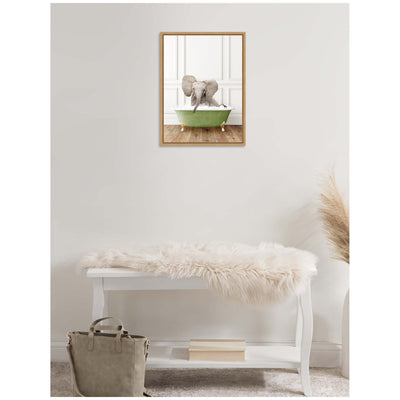 Sylvie Baby Elephant 4 in Transitional Bathtub Framed Canvas by Amy Peterson