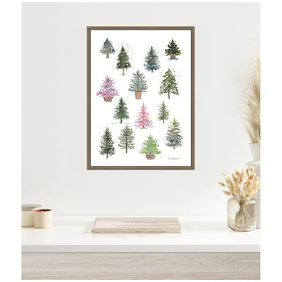 Sylvie Framed Canvas 12 Tiny Holiday Trees by Patricia Shaw