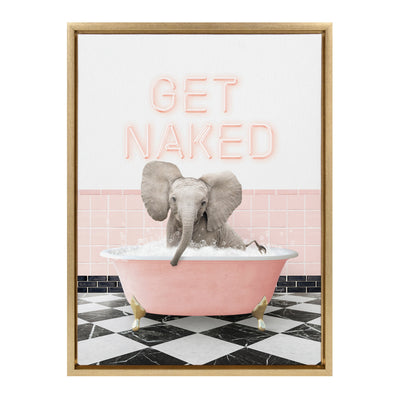 Sylvie Baby Elephant No 3 in Get Naked Bath Framed Canvas by Amy Peterson