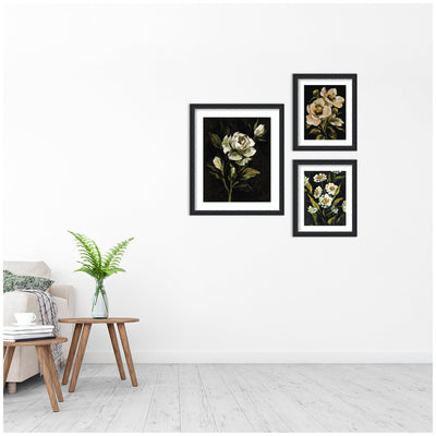 Moody Whites Floral No.
2 3 Piece Framed Wall Art Print Set by Annie Quigley