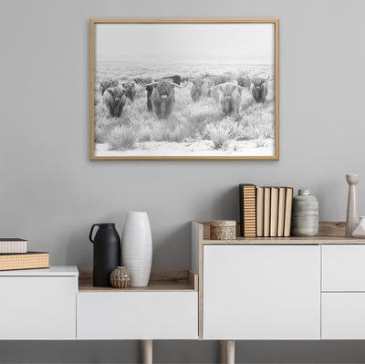 Blake Herd of Highland Cows Framed Printed Art by The Creative Bunch Studio