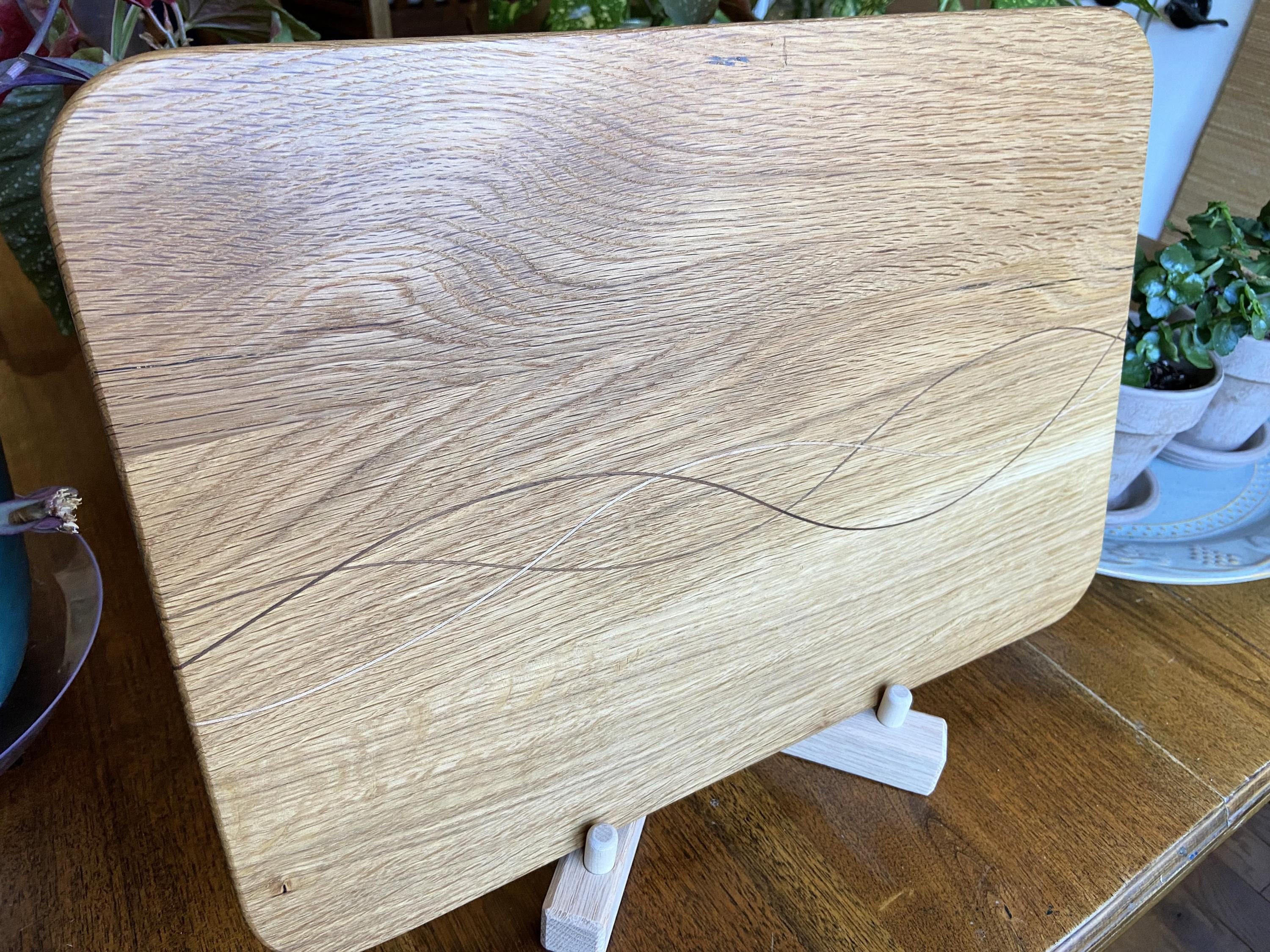 White Oak Charcuterie Board featuring Peruvian Walnut and Cherry decorative banding