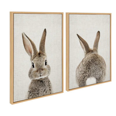 Sylvie Bunny Portrait and Bunny Tail Framed Canvas Art Set by Amy Peterson Art Studio