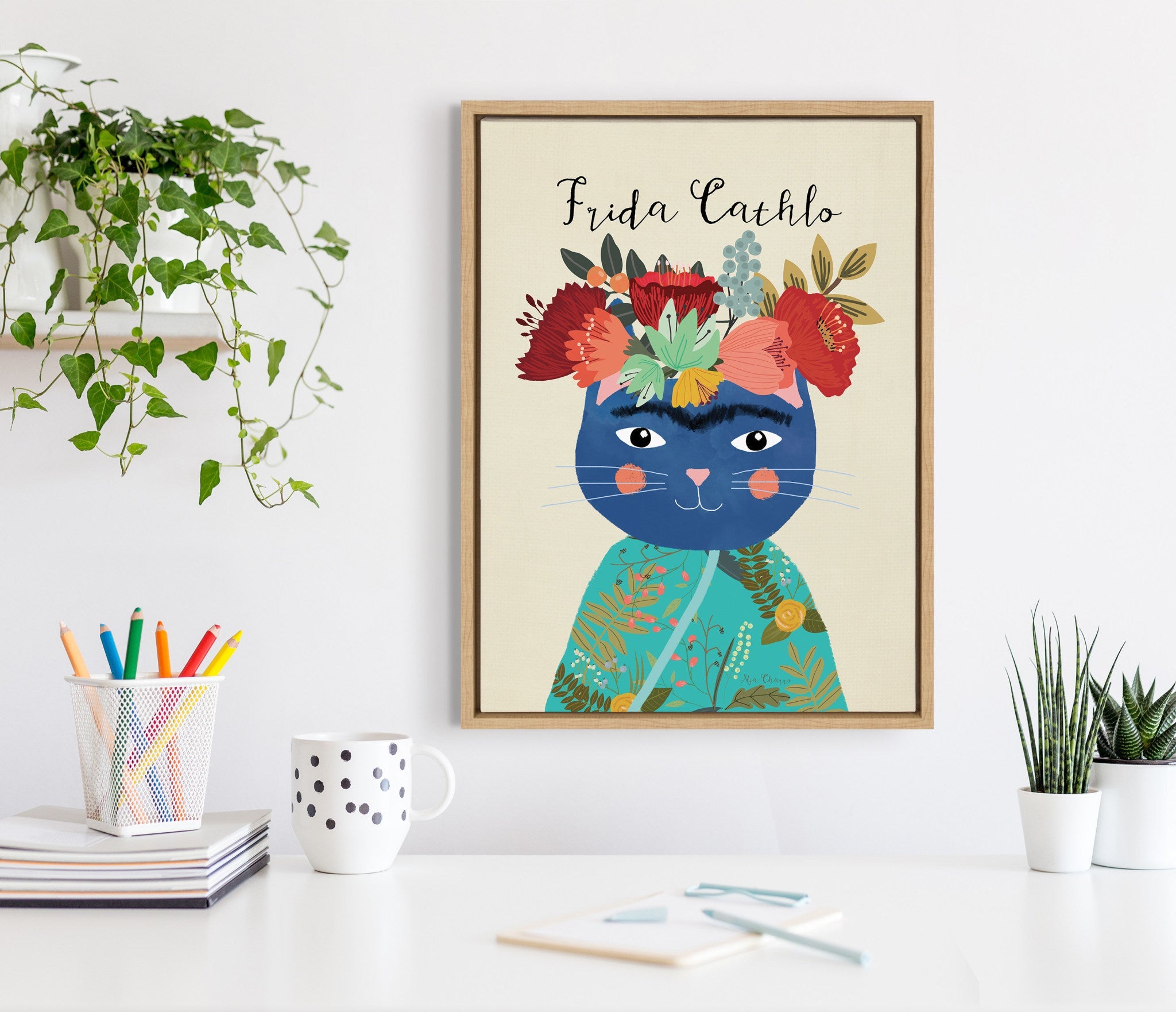 Sylvie Frida Cathlo Framed Canvas by Mia Charro by kateandlaurel - product image 7 for Resin Society