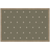 Rectangular green pinboard with evenly spaced small white botanical block prints arranged in horizontal rows inside a wooden frame with double borders.