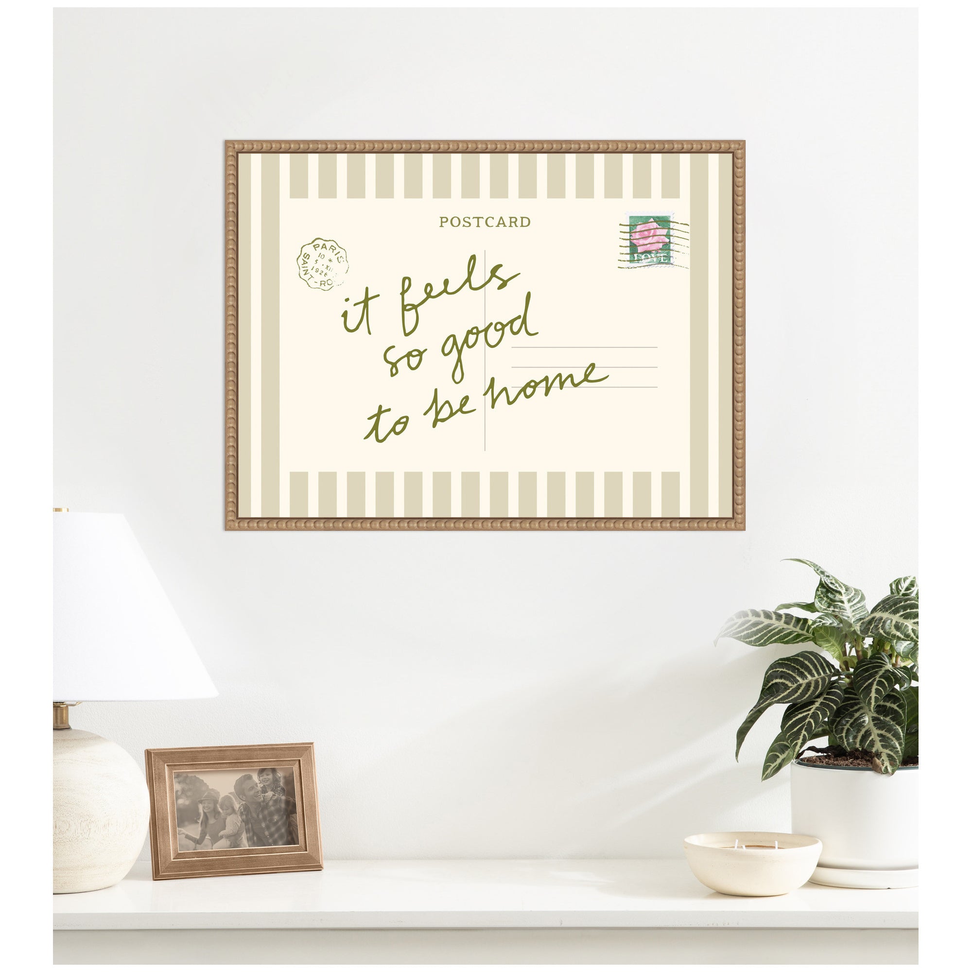Vintage Postcard by Lucky Guava Framed Canvas Wall Art Print