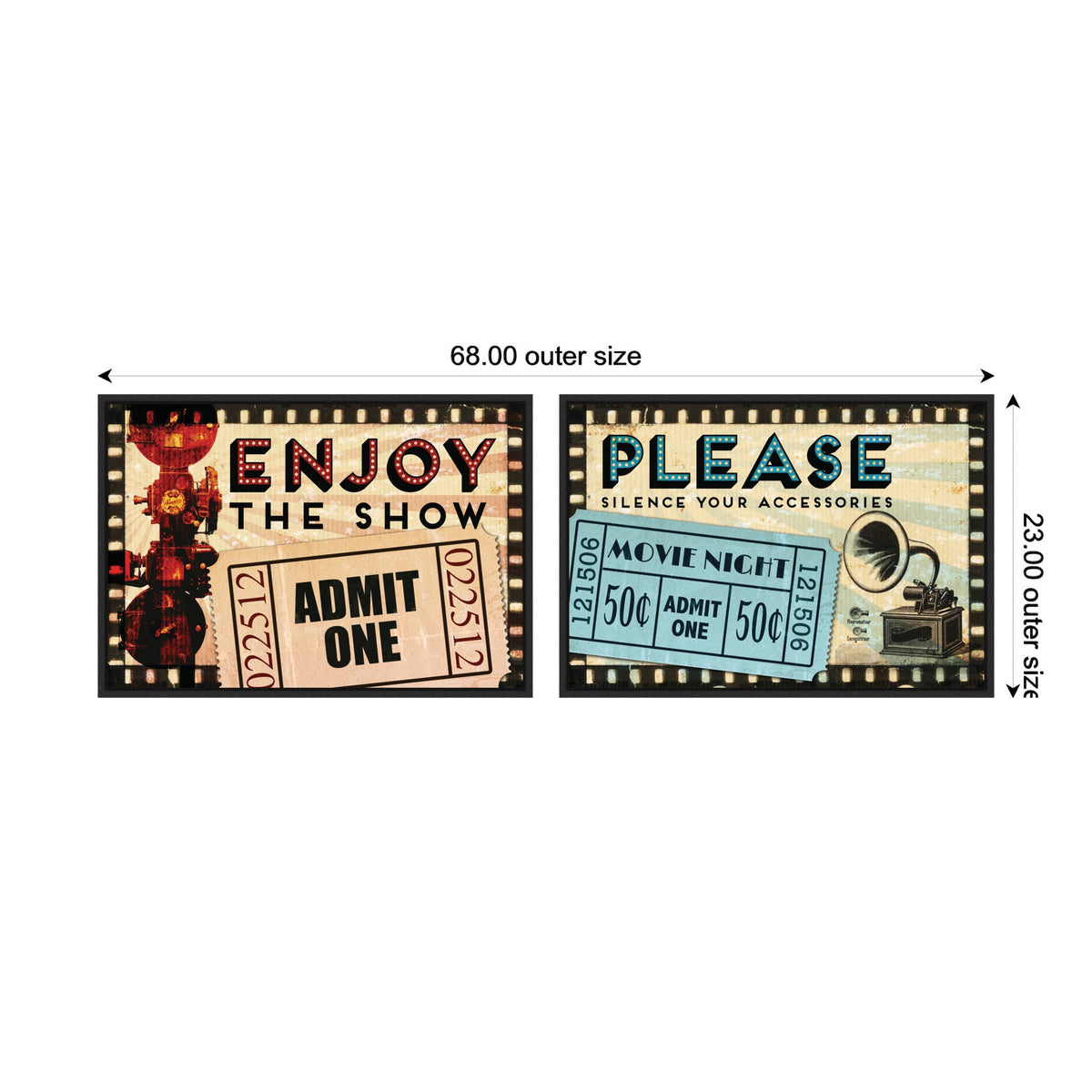 Vintage Movie Tickets 2 Piece Framed Canvas Wall Art Set by Corinna Buchholz of Piddix