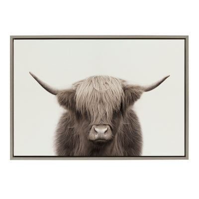 Sylvie Hey Dude Highland Cow Color Framed Canvas by The Creative Bunch