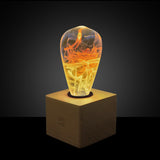 Solar Corona Resin LED Table Lamp with wooden cube base by EP Designlab