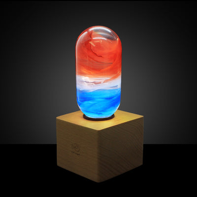 EP Light Sunrise handcrafted resin LED bulb with wooden base options
