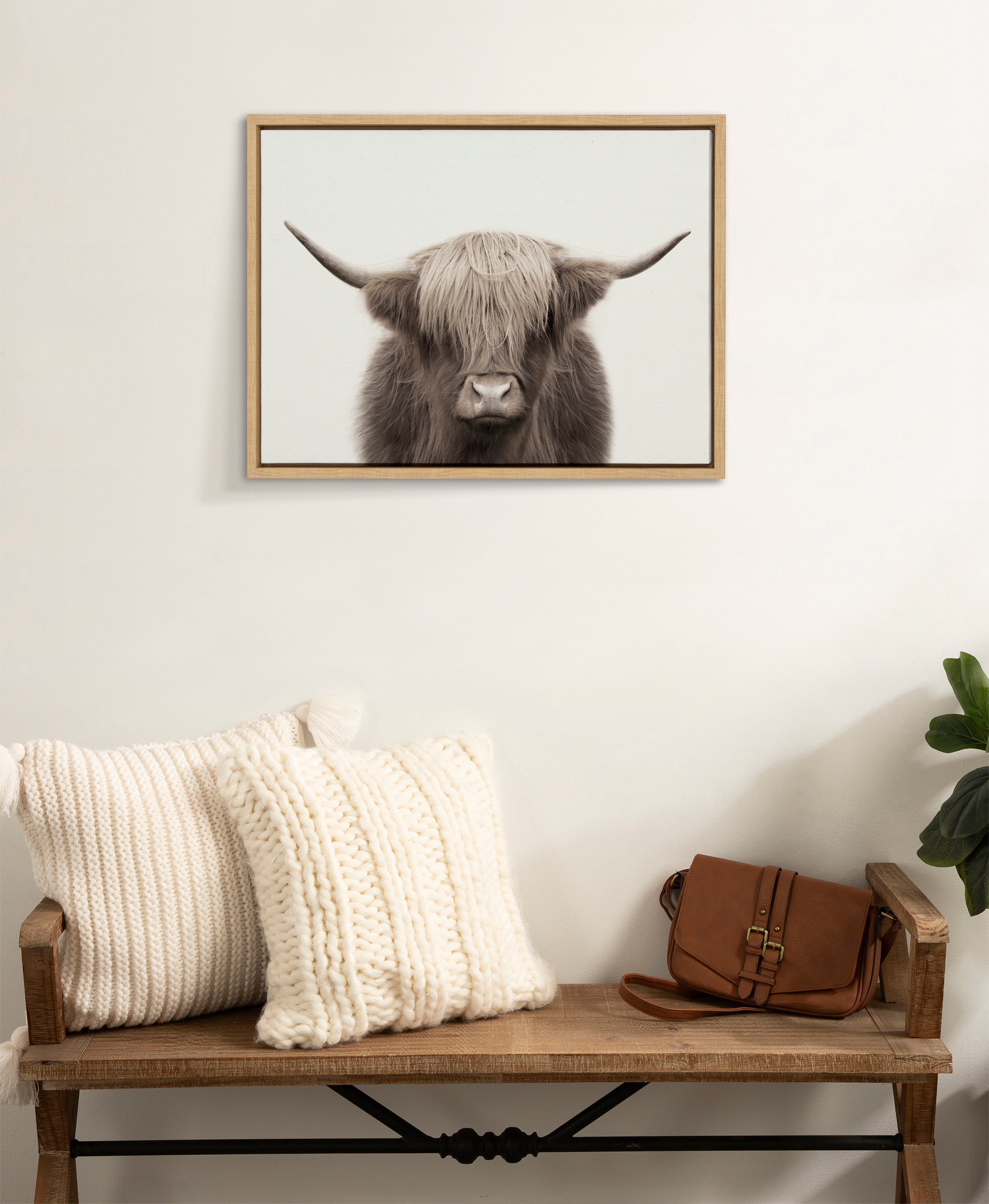 Sylvie Hey Dude Highland Cow Color Framed Canvas by The Creative Bunch