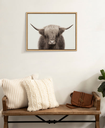 Sylvie Hey Dude Highland Cow Color Framed Canvas by The Creative Bunch