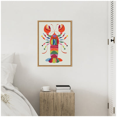 Sylvie MCM Lobster Coastal Framed Canvas by Rachel Lee