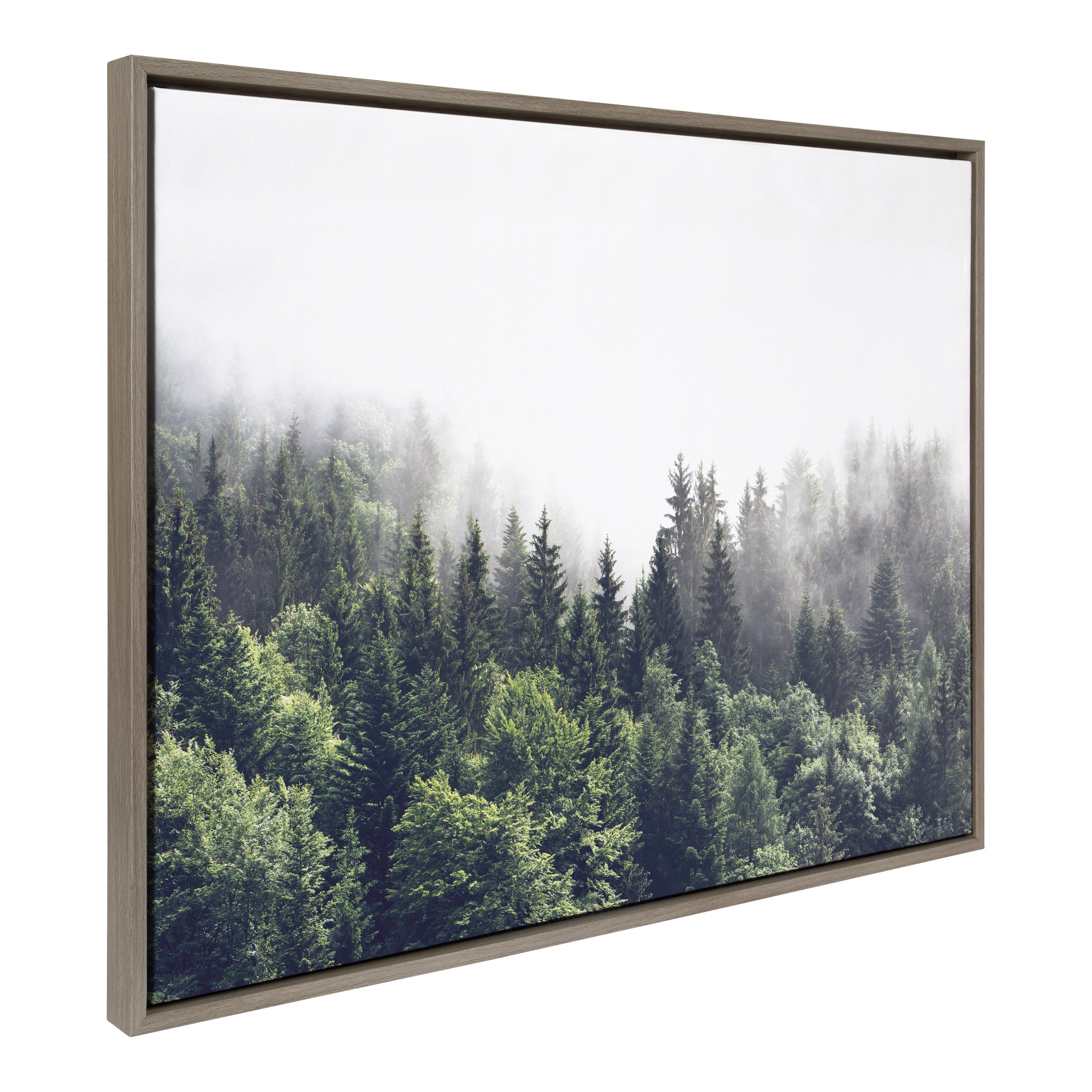 Sylvie Lush Green Forest On A Foggy Day Framed Canvas