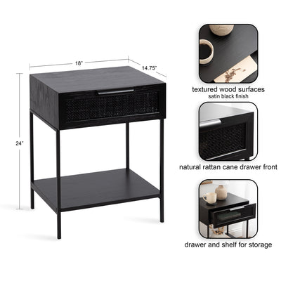 Ori Wood and Cane Side Table