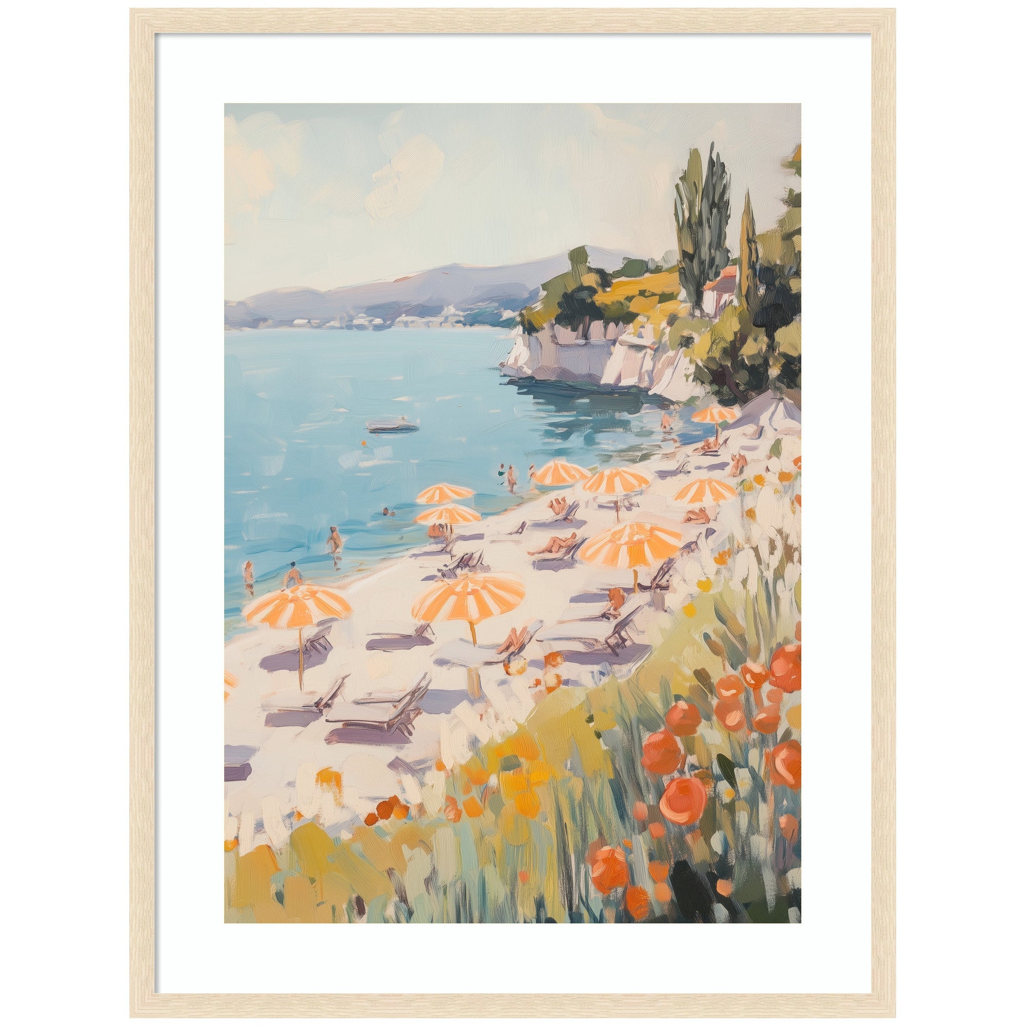 Sunny Beach Day by Melloi Art Prints Framed Wall Art Print by kateandlaurel