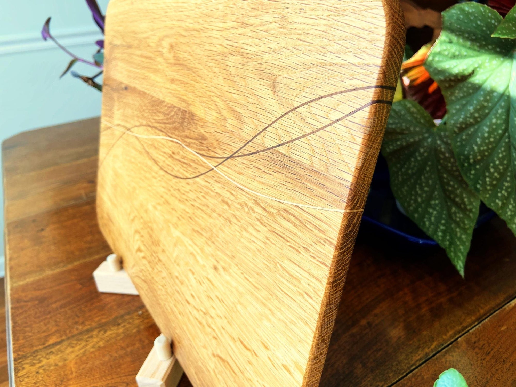 White Oak Charcuterie Board with Peruvian Walnut and Cherry decorative wood banding