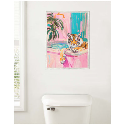 Sylvie Tiger Bathtub Vibrant Dopamine Decor Framed Canvas by kateandlaurel - product image 5 for Resin Society