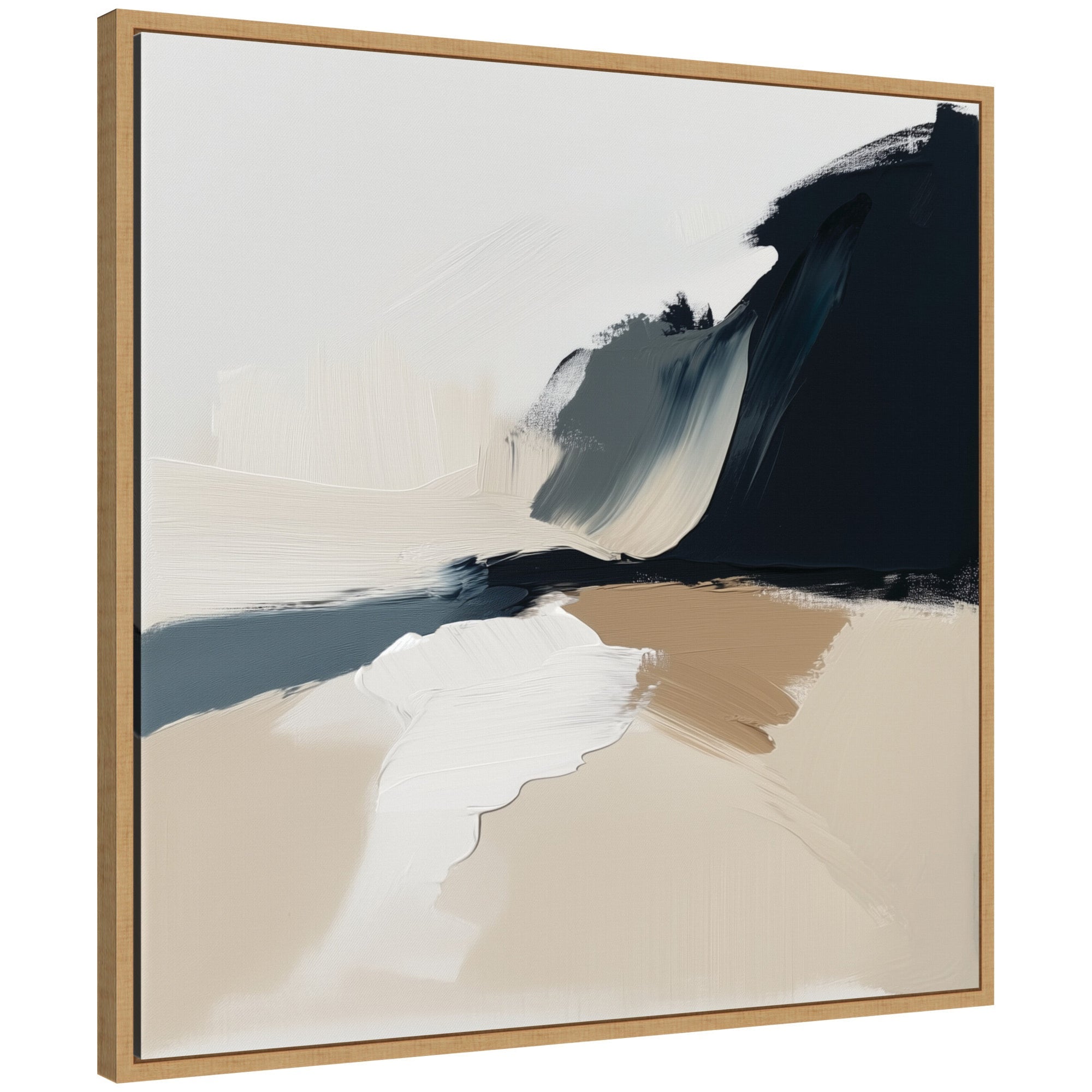 Sylvie Coastal Sand Modern Abstract Landscape II Framed Canvas